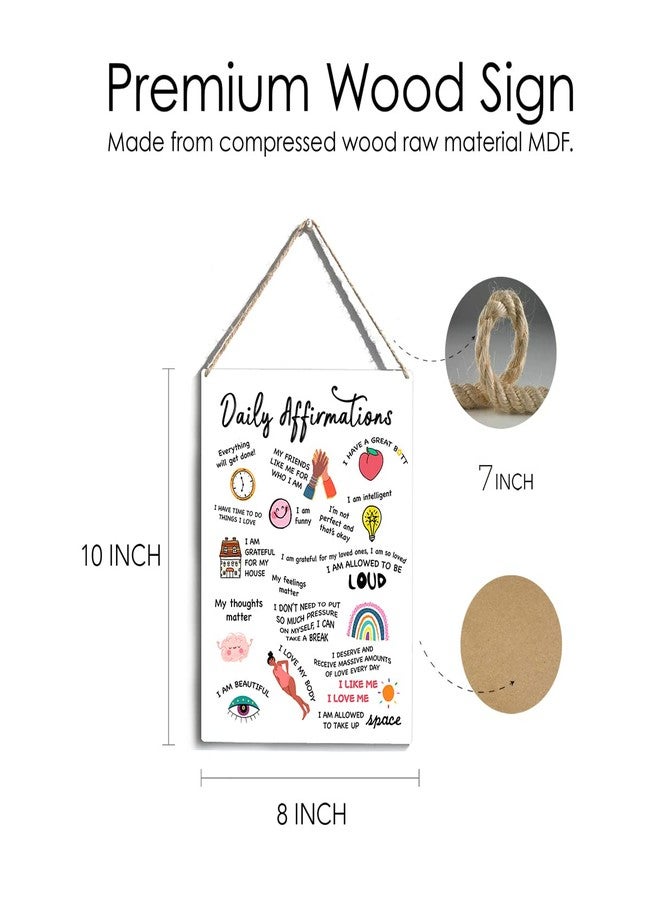 FREHVN Daily Affirmations Wood Sign Positive Wooden Signs Rustic Hanging Plaque Home Office Wall Art "8 x 10" Sign Wall Decor - Image 3